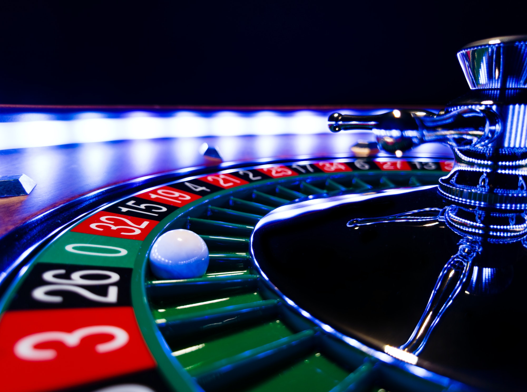 Roulette table close up at the Casino